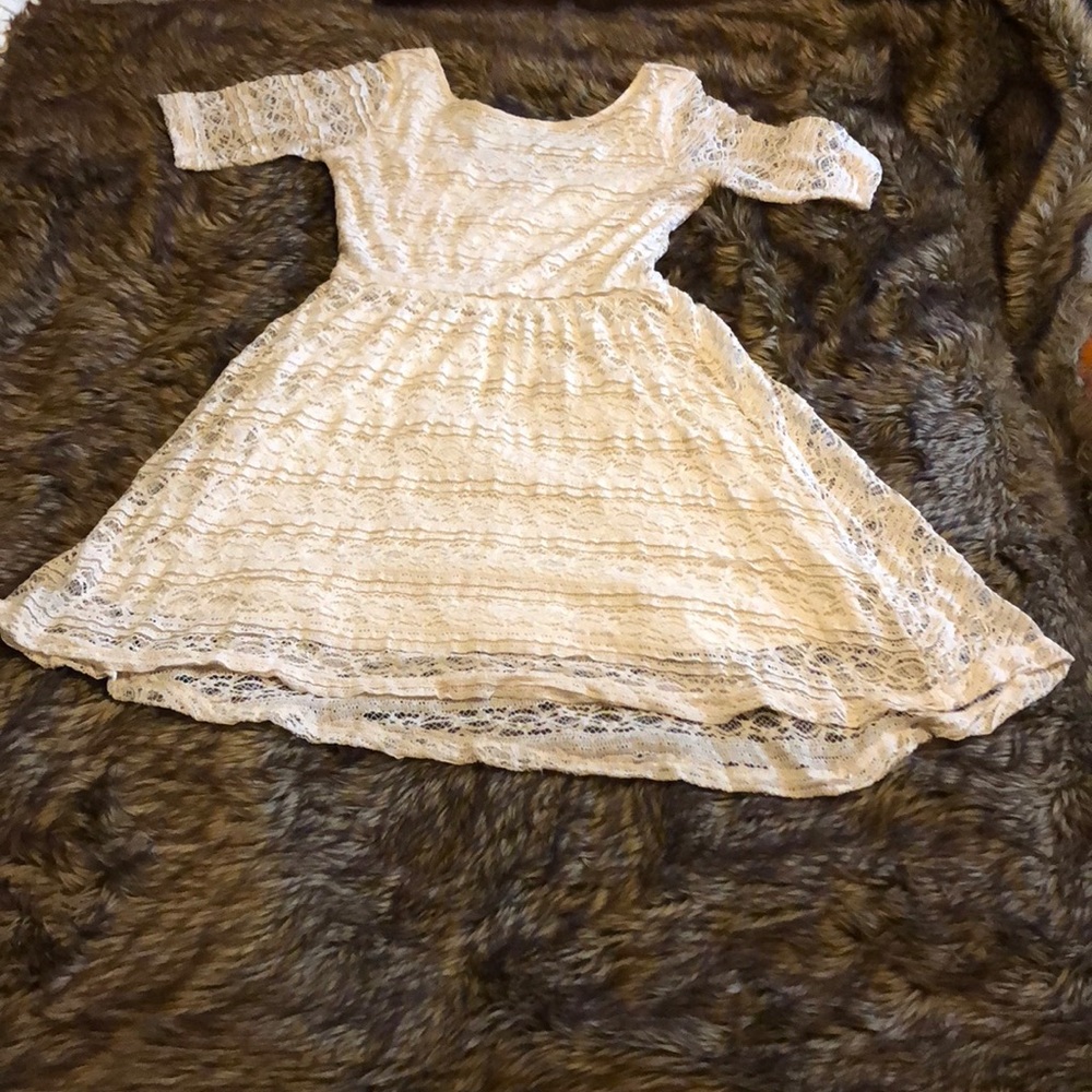 Cream Lace High Low Dress